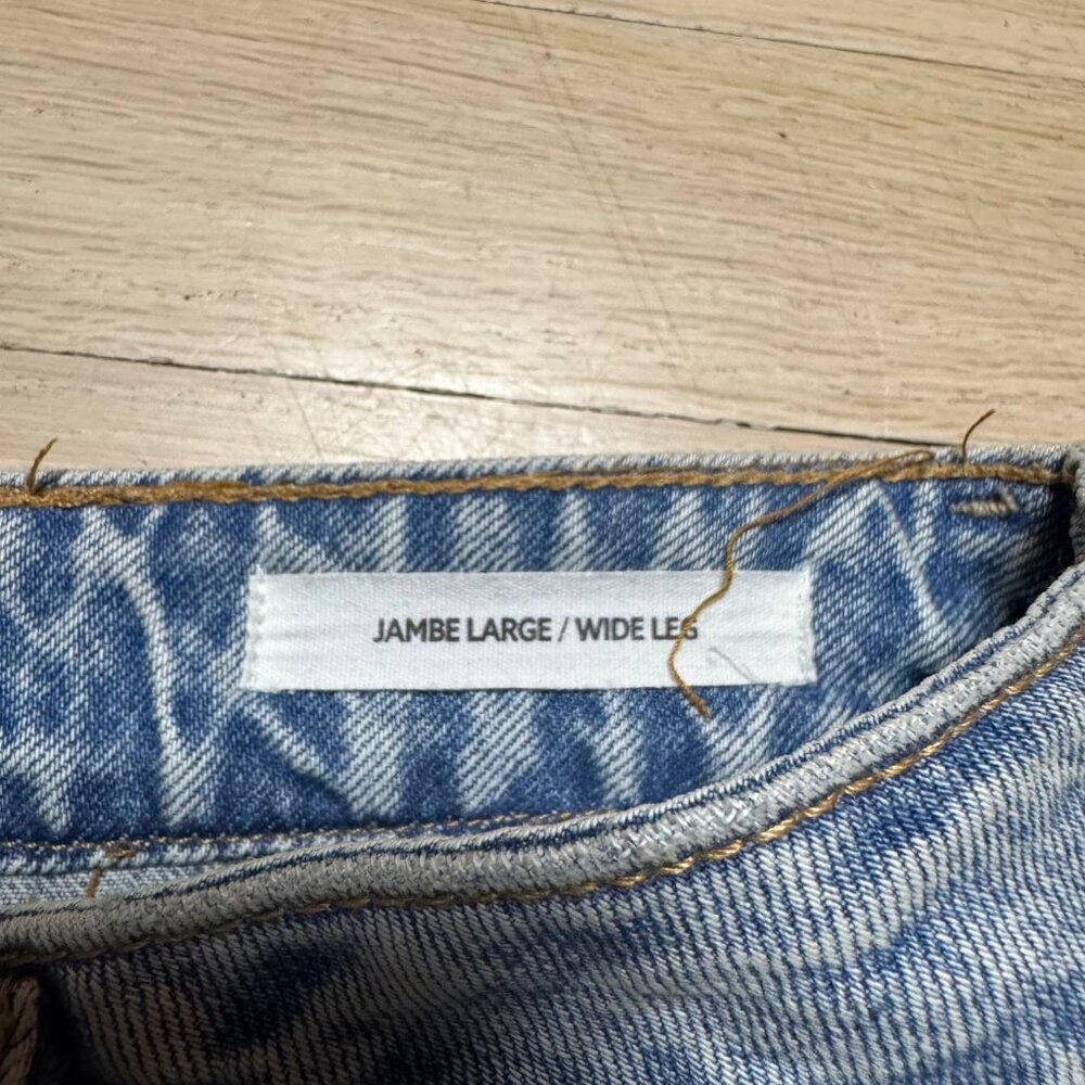 Dynamite High Waist Wide Leg Distressed Denim Jeans Jambe Large 30x32 Blue - Picture 4 of 9